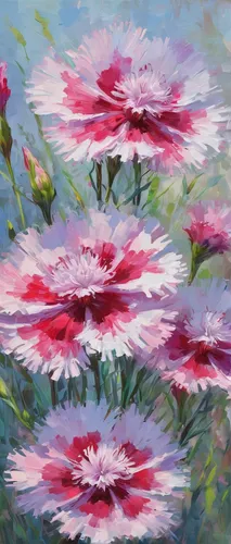 pink daisies,gerbera daisies,flower painting,pink chrysanthemums,barberton daisies,dianthus,african daisies,pink water lilies,pink chrysanthemum,gerbera,chrysanthemums,sea carnations,coneflowers,pink dahlias,red anemones,european michaelmas daisy,roses daisies,garden chrysanthemums,blanket of flowers,marguerite daisy,Conceptual Art,Oil color,Oil Color 10