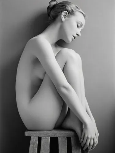 woman sitting,wooden figure,blumenfeld,coigny,rankin,stool,Photography,Black and white photography,Black and White Photography 10