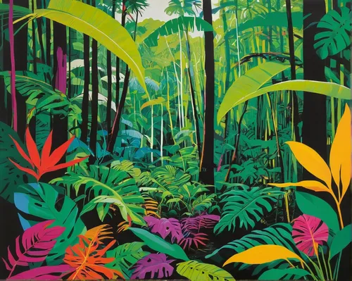 rainforest,tropical jungle,jungle,rain forest,tropics,tropical animals,tropical bloom,forest animals,cartoon forest,tropical greens,tropical flowers,forest floor,david bates,tropical birds,jungle leaf,exotic plants,tropical,the forests,forest plant,green congo,Art,Artistic Painting,Artistic Painting 23