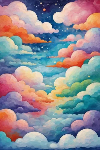 rainbow clouds,clouds - sky,sky clouds,cumulus,cumulus clouds,clouds,cloudscape,cumulus cloud,stratocumulus,little clouds,cloudy sky,sea of clouds,sky,watercolor background,cloud play,cumulus nimbus,cloud mountains,cloudporn,cloud image,clouds sky,Illustration,Vector,Vector 07