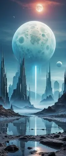 futuristic landscape,alien world,homeworlds,alien planet,fantasy landscape,coruscant,gallifrey,primordia,homeworld,sulaco,barsoom,ice planet,lunar landscape,cardassia,coldharbour,alderaan,ringworld,sci fiction illustration,mushroom landscape,arcology,Photography,Artistic Photography,Artistic Photography 03