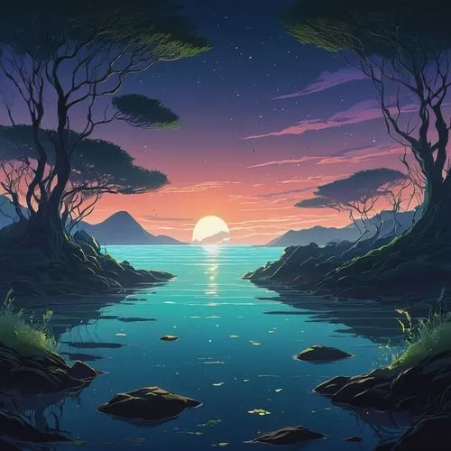 fantasy landscape,landscape background,an island far away landscape,dusk background,cartoon video game background,nature background,beautiful wallpaper,evening lake,purple landscape,futuristic landscape,lagoon,background design,virtual landscape,dusk,islands,dreamscape,youtube background,waterscape,lunar landscape,ocean background