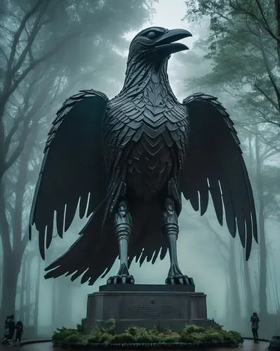 raven sculpture,imperial eagle,black raven,king of the ravens,nevermore,raven bird,mongolian eagle,savannah eagle,eagle,african eagle,harris hawk,russian imperial eagle,3d crow,gray eagle,ravenscrag,eagle eastern,microraptor,corvidae,hippogriff,eagle silhouette,Illustration,Realistic Fantasy,Realistic Fantasy 02