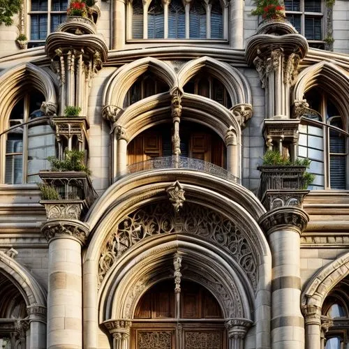 ornate,gothic architecture,pointed arch,art nouveau,brownstone,westminster palace,london buildings,beautiful buildings,architectural style,art nouveau design,stonework,classical architecture,french building,victorian,tweed courthouse,row of windows,medieval architecture,architectural detail,buttress,romanesque,Architecture,Villa Residence,European Traditional,Tuscan Gothic