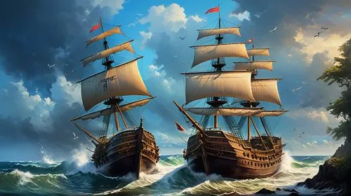  small ocean waves  far from land hitting bow of 1588 colonial ship,galleon ship,sea sailing ship,sailing ships,sailing ship,caravel,sail ship,east indiaman,three masted sailing ship,full-rigged ship,