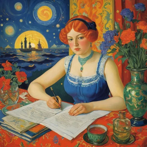 girl studying,girl at the computer,astronomer,woman holding pie,blonde woman reading a newspaper,author,woman at cafe,la violetta,girl with cereal bowl,portrait of a girl,vincent van gough,woman drinking coffee,writing-book,artist portrait,meticulous painting,portrait of a woman,self-portrait,orlovsky,writer,the girl studies press,Art,Classical Oil Painting,Classical Oil Painting 27