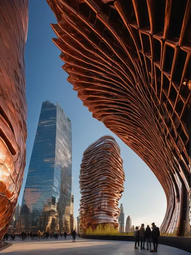 corten steel,hudson yards,soumaya museum,ekaterinburg,honeycomb structure,under the moscow city,futuristic architecture,baku eye,moscow city,wooden construction,calatrava,tianjin,dalian,pudong,santiago calatrava,ulaanbaatar centre,steel construction,building honeycomb,wood structure,metal cladding,Conceptual Art,Oil color,Oil Color 16