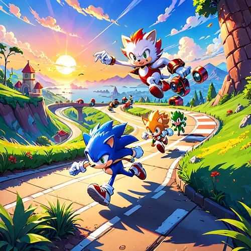 sonic the hedgehog,game illustration,hedgehogs,game art,sega,crash-land,april fools day background,cartoon video game background,mobile video game vector background,tails,adventure,crash cart,adventure racing,adventure game,poster mockup,summer icons,stroll,background images,crash,would a background,Anime,Anime,Realistic