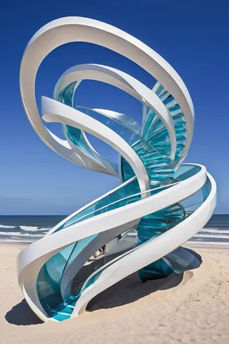 beach furniture,beach chair,beach chairs,futuristic architecture,surfing equipment,steel sculpture,lifeguard tower,sunlounger,surfboat,wind machine,deckchair,deck chair,beach defence,futuristic art museum,seaside resort,beach snake,kinetic art,winding steps,beach toy,new concept arms chair,Conceptual Art,Sci-Fi,Sci-Fi 24