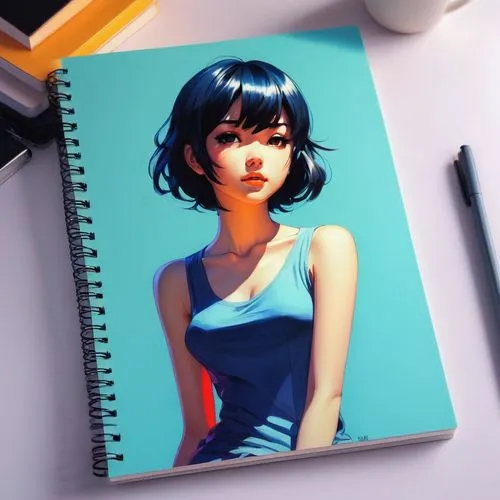 blue painting,vector spiral notebook,study,open notebook,girl drawing,digital painting,art book,pastel paper,notebook,illustrator,note book,drawing pad,watercolor blue,custom portrait,lotus art drawing,copic,color pencil,notebooks,note pad,polka dot paper,Conceptual Art,Fantasy,Fantasy 19