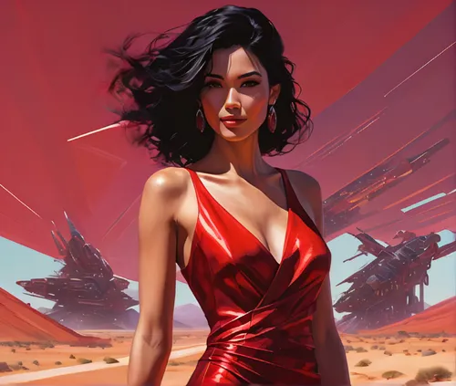 sci fiction illustration,barsoom,red planet,elektra,red,man in red dress,uhura,red background,sci fi,lady in red,rocketeer,on a red background,nanites,atomic age,world digital painting,askani,scifi,red sand,sci - fi,aurealis,Conceptual Art,Sci-Fi,Sci-Fi 01