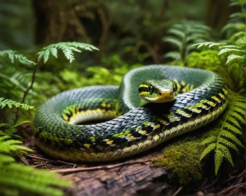 green tree snake,green snake,african house snake,smooth greensnake,tree snake,green tree python,green mamba,common garter snake,grass snake,garter snake,western terrestrial garter snake,morelia viridis,pointed snake,sharptail snake,yellow python,glossy snake,western green mamba,common kingsnake,rat snake,ribbon snake,Art,Classical Oil Painting,Classical Oil Painting 23