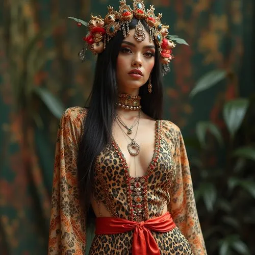 asian costume,oriental princess,tiger lily,polynesian girl,apsara,exoticism