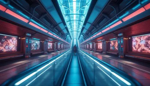 hyperspace,spaceship interior,train tunnel,cyberscene,tunnel,passage,metro,cyberview,abstract retro,futuristic,ufo interior,futuristic art museum,moving walkway,spaceliner,tron,passthrough,levator,metru,subway station,polybius,Photography,General,Realistic