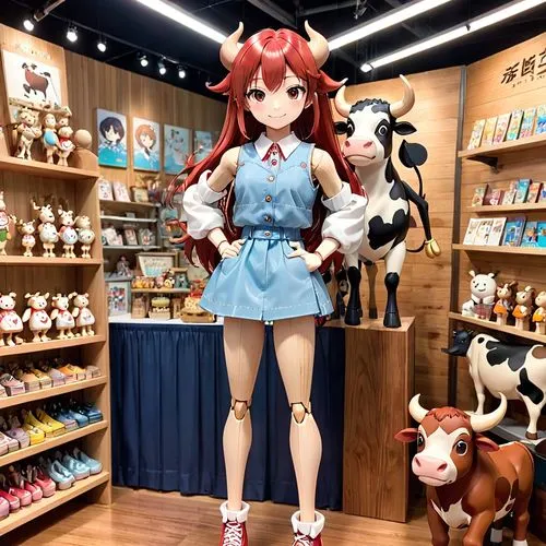 female mannequin, female minotaur, cow face, anthropomorphic cow, muscular physique, wood doll, wood mannequin, doll joints, wood body, wood muscles, ball joints, ball-jointed doll, segmented body, st