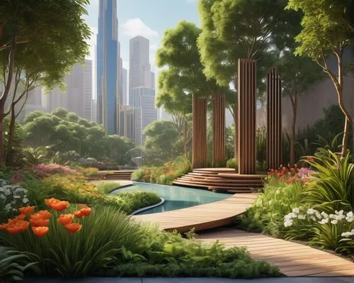 landscape design sydney,biopiracy,garden design sydney,landscaped,ecotopia,futuristic landscape,landscape designers sydney,nature garden,garden of plants,biophilia,garden of eden,greenspaces,green garden,gardens,urban park,greenspace,vegetables landscape,green space,garden by the bay,tropical forest,Illustration,Retro,Retro 15