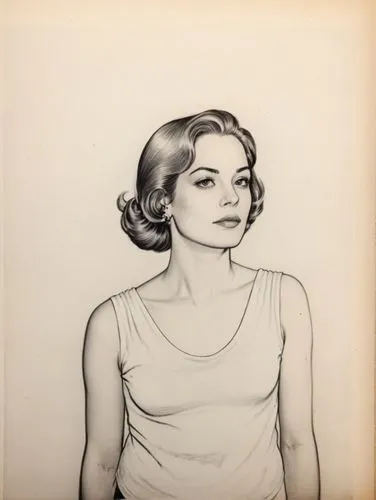 A nice woman.,a drawing of a woman with her hair pulled back,vintage drawing,model years 1960-63,rampling,stereolab,model years 1958 to 1967,rgd,Illustration,American Style,American Style 15