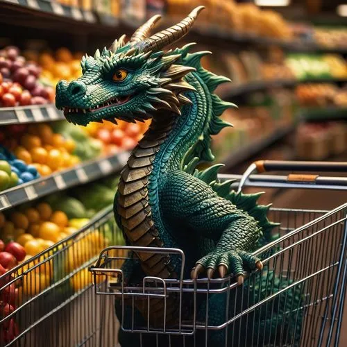 grocery basket,painted dragon,green dragon vegetable,mercadante,grocery,lorian,Photography,General,Fantasy