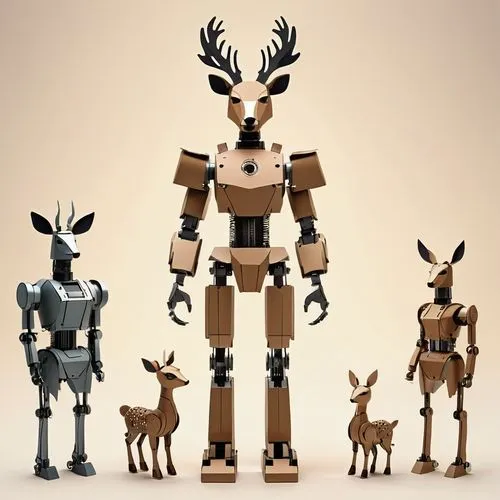 anthropomorphized animals,forest animals,woodland animals,robots,metal toys,robotics,the animals,plug-in figures,animal icons,animals,vector people,human and animal,robotic,scrap collector,pere davids deer,stacked animals,machines,young-deer,dobermannt,humanoid,Unique,Paper Cuts,Paper Cuts 05