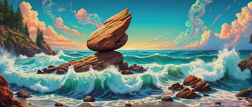 sea landscape,coastal landscape,rock formation,sea stack,rock erosion,cliffs ocean,sea caves,rocky coast,rock formations,erosion,geological phenomenon,sea cave,seascape,sandstone rocks,beach landscape,underwater landscape,background with stones,coastal and oceanic landforms,fantasy landscape,ocean background,Illustration,Realistic Fantasy,Realistic Fantasy 39