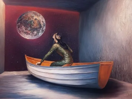 world digital painting,adrift,donsky,girl on the boat,fantasy picture,mermaid background,amphitrite,heatherley,bathysphere,sci fiction illustration,fantasy art,voyaging,jasinski,the girl in the bathtu