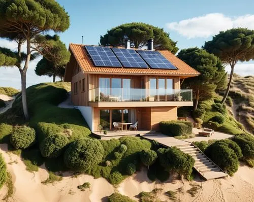 dunes house,3d rendering,beach house,modern house,house by the water,dreamhouse,Photography,General,Realistic