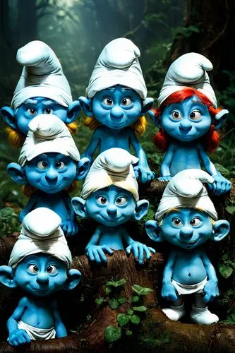 the smurfs in real life,smurf figure,smurf,scandia gnomes,gnomes,trolls,gnomes at table,kawaii frogs,frog gathering,blue devils shrimp,ori-pei,avatar,scandia gnome,figurines,blue eggs,guards of the ca