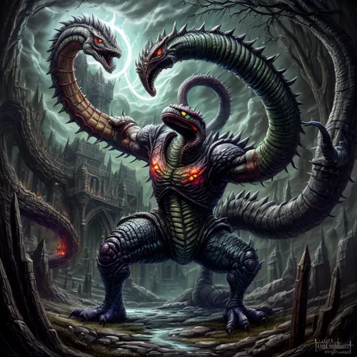 Painting of Trogdor The Burninator in the style of Dark Souls, one beefy arm, one missing arm, serpentine, short legs, formerly human, Bloodborne, Ludwig the Holy Blade, Seath The Scaleless,Demon's So