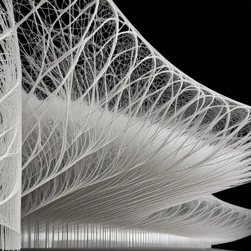 create a close up of a detail of the lattice of fibers. The fiber are connected in an organized geometrical arrange ,a very tall building with a structure made of various pieces,biomimicry,parametric,