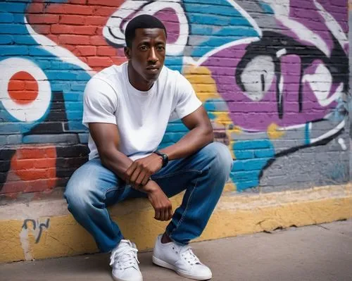 rocky,kendrick lamar,novelist,martial,brooklyn,harlem,jeans background,dj,portrait background,young shoot,man on a bench,black male,denim background,fitzroy,streets,blogs music,brick wall background,raf,koolie,bronx,Illustration,Realistic Fantasy,Realistic Fantasy 18