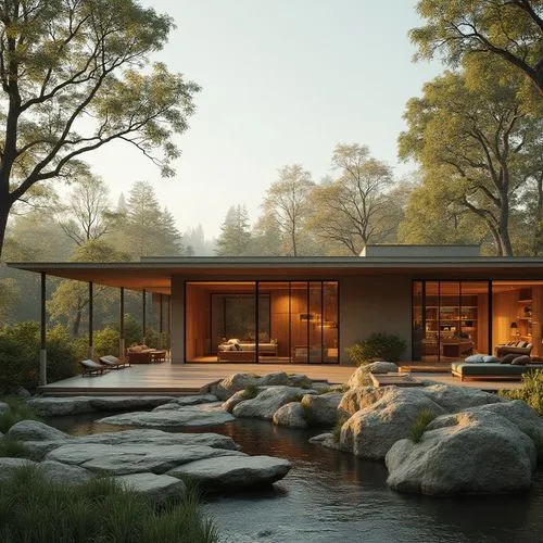 mid century house,forest house,house in the forest,house by the water,house in the mountains,pool house