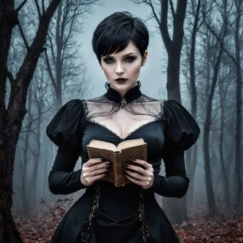 gothic woman,gothic portrait,gothic dress,grimoire,goth woman,gothic style,Conceptual Art,Fantasy,Fantasy 34