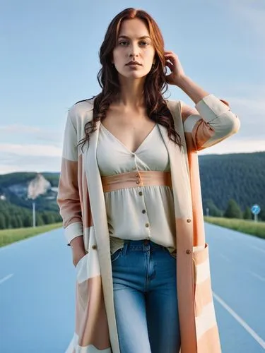 Shooting with Anna. Susi is very photogenic and the most beautiful girl in the state capital of Thuringia!,a beautiful young lady in a long jacket and jeans posing for the camera,sarikaya,kurylenko,de