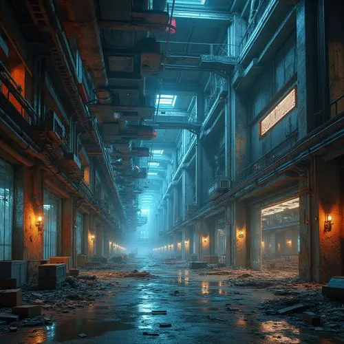 bladerunner,arktika,cyberpunk,warehouses,alleyway,industrial hall,industrial ruin,dystopian,kurilsk,cybercity,alley,levski,norilsk,fabrik,postapocalyptic,dishonored,corpus,cyberscene,industrial,printworks,Photography,General,Realistic