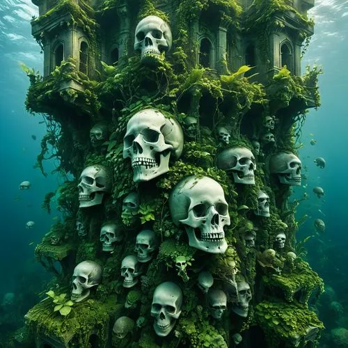 sunken church,sunken ship,underwater playground,house of the sea,ocean underwater,underwater world,Photography,Artistic Photography,Artistic Photography 11