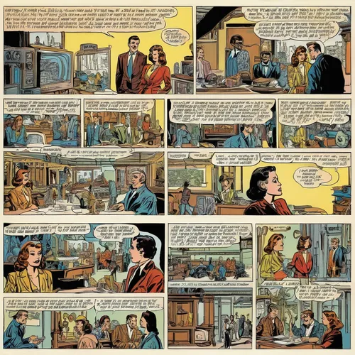 Generate dialogue for a comic strip with AI,comic speech bubbles,comic paper,comic halftone,speech bubbles,newspaper advertisements,twenties of the twentieth century,comics,speech balloons,comic,conte