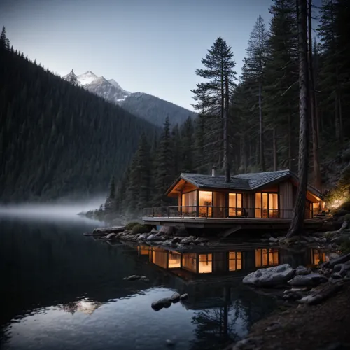 the cabin in the mountains,house with lake,british columbia,log cabin,secluded,small cabin,trillium lake,log home,tranquility,beautiful lake,house in the mountains,house by the water,house in mountains,summer cottage,mountain lake,alpine lake,lake shore,emerald lake,evening lake,floating huts