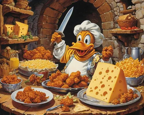 thanksgiving background,fry ducks,donald duck,donald,sicilian cuisine,cuisine,gourmet,gastronomy,italian cuisine,geppetto,cuisine classique,walt disney,chef,czech cuisine,jewish cuisine,typical food,appetite,cornucopia,kraft,hans christian andersen,Illustration,Retro,Retro 18