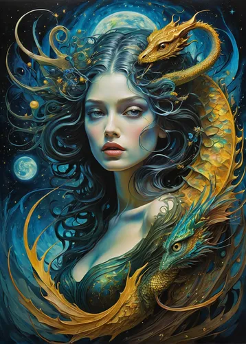 gold foil mermaid,the zodiac sign pisces,mermaid background,zodiac sign libra,siren,fantasy art,water nymph,mermaid vectors,the wind from the sea,merfolk,medusa,zodiac sign gemini,mystical portrait of a girl,fantasy portrait,mermaid,blue enchantress,horoscope pisces,the sea maid,aquarius,pisces,Conceptual Art,Fantasy,Fantasy 17