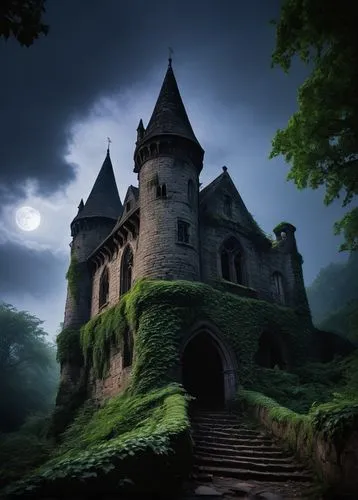 fairytale castle,witch's house,haunted castle,ghost castle,castle of the corvin,fairy tale castle,witch house,dracula castle,ravenloft,medieval castle,bethlen castle,templar castle,castle,the haunted house,fantasy picture,knight's castle,castle keep,castel,gothic style,chateaux,Art,Classical Oil Painting,Classical Oil Painting 39