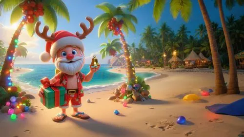 santa claus at beach,christmas on beach,christmas trailer,reindeer,elf,christmas island,santa claus with reindeer,christmas background,christmasbackground,reindeer from santa claus,christmas wallpaper,rudolph,north pole,madagascan,luau,festive decorations,reindeers,julkipli,knitted christmas background,delight island