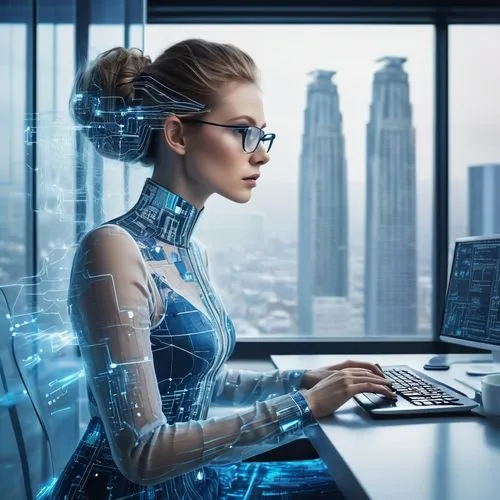 women in technology,girl at the computer,cybertrader,computerologist,programadora,cyberangels,transhumanism,neon human resources,cybernet,transhumanist,man with a computer,cybernetically,futurists,technologist,automating,computer business,cyberkinetics,cios,cyberculture,cypherpunk,Illustration,Abstract Fantasy,Abstract Fantasy 04