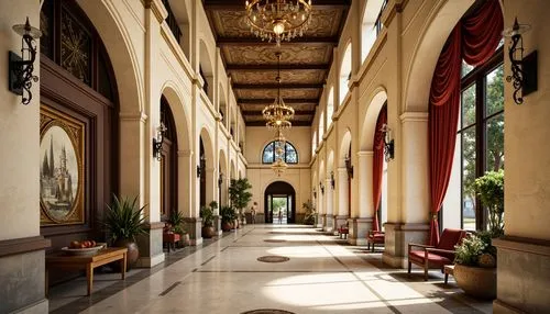 hallway,corridor,stanford university,corridors,foyer,wolfsonian,lobby,caltech,biltmore,enfilade,entrance hall,cochere,porticos,hall of nations,arcades,stanford,colonnades,hall,cloister,union station