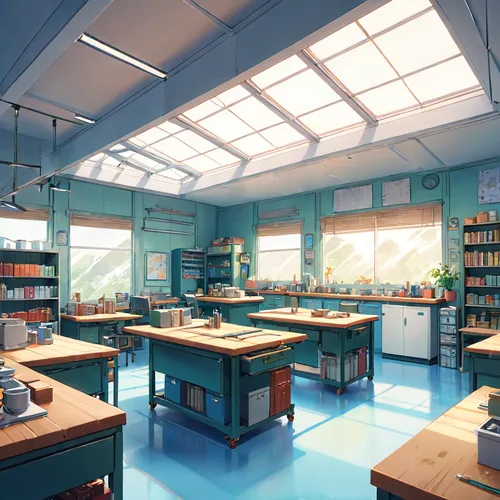 chemical laboratory,laboratory,classroom,study room,pharmacy,laboratory information,lab,school design,science education,sci fi surgery room,kitchen shop,chemist,class room,chefs kitchen,big kitchen,kitchen,formula lab,laboratory equipment,art academy,bakery,Anime,Anime,Realistic