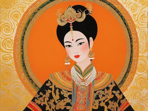 geisha girl,peking opera,geisha,shakyamuni,taiwanese opera,khokhloma painting,oriental painting,oriental princess,bodhisattva,japanese art,chinese art,vajrasattva,oriental girl,japanese woman,tai qi,asian woman,diaojiaolou,shuanghuan noble,cool woodblock images,yi sun sin,Illustration,Retro,Retro 26