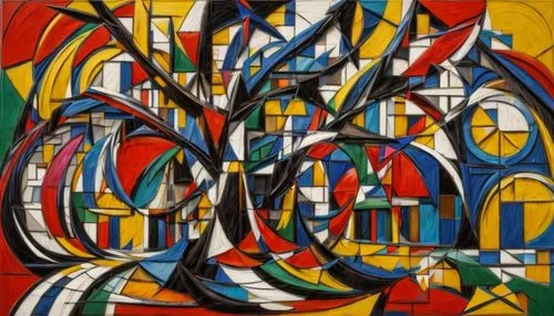 mondrian,abstract painting,cubism,abstract cartoon art,roy lichtenstein,tangle,abstract artwork,meticulous painting,picasso,abstract art,colorful tree of life,glass painting,abstraction,abstract corpo