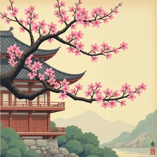 plum blossoms,oriental painting,the plum flower,plum blossom,japanese art,sakura tree