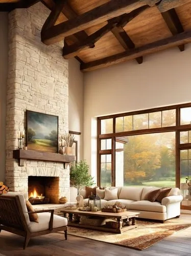 wooden beams,fire place,fireplace,fireplaces,family room,contemporary decor,home interior,luxury home interior,living room,livingroom,sitting room,modern living room,modern decor,interior decor,interior modern design,beautiful home,interior design,rustic,wooden windows,home landscape,Illustration,Realistic Fantasy,Realistic Fantasy 01