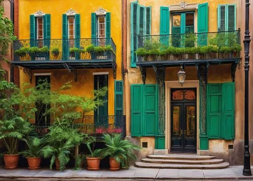 portofino,french quarters,shutters,balcones,sicily window,buildings italy,italy liguria,liguria,provencal,colorful facade,palermo,venezia,milanesi,riad,trastevere,new orleans,cortile,provence,row houses,cannaregio,Art,Artistic Painting,Artistic Painting 03