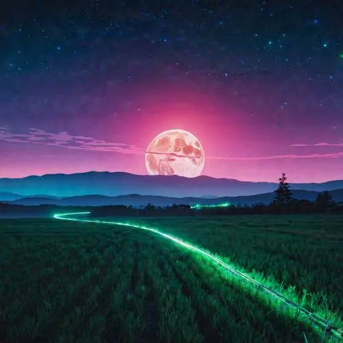 purple moon,moonrise,moon and star background,purple landscape,moon photography,moonlit night,Photography,General,Realistic